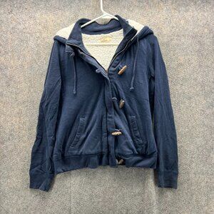 Hollister Jacket Women Large Blue Sherpa Lined Hooded Full Zip Toggle Fireman